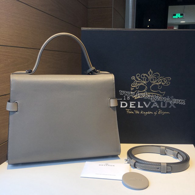 Delvaux專櫃2021春夏新色灰三拼TP系列手提女包 德爾沃專櫃swift小牛皮復古氣息雙用斜挎包 bxs1018